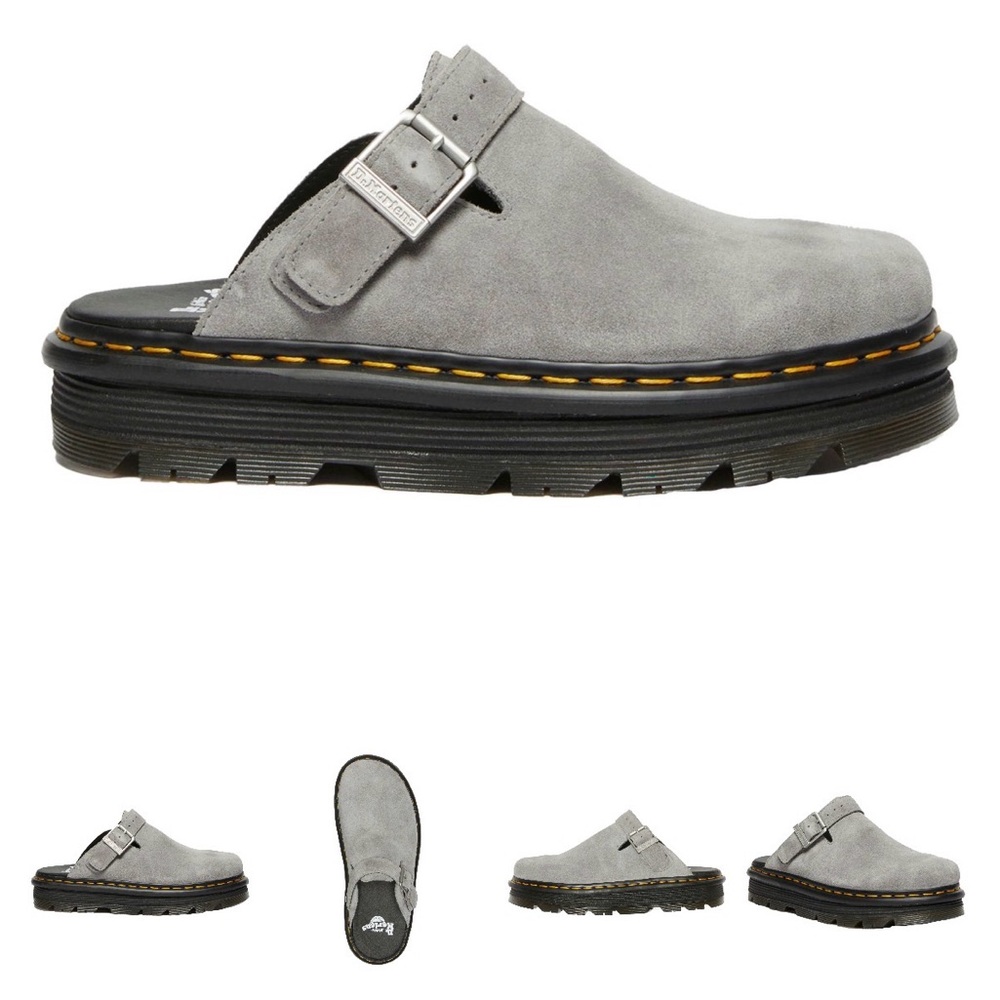 Dr. Martens Gray Suede zebzag mules